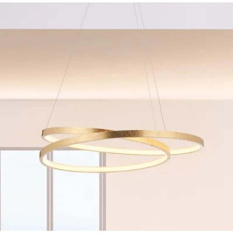 BOXED 1- LIGHT GOLD LED WAGGON WHEEL PENDANT (1 BOX)