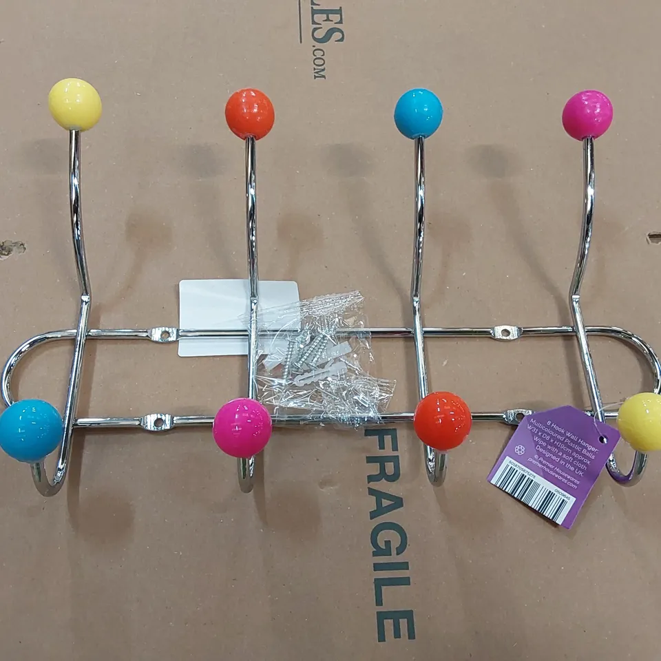 BOXED KRUZE WALL 8-HOOK WALL MOUNTED SHELF (1 BOX)