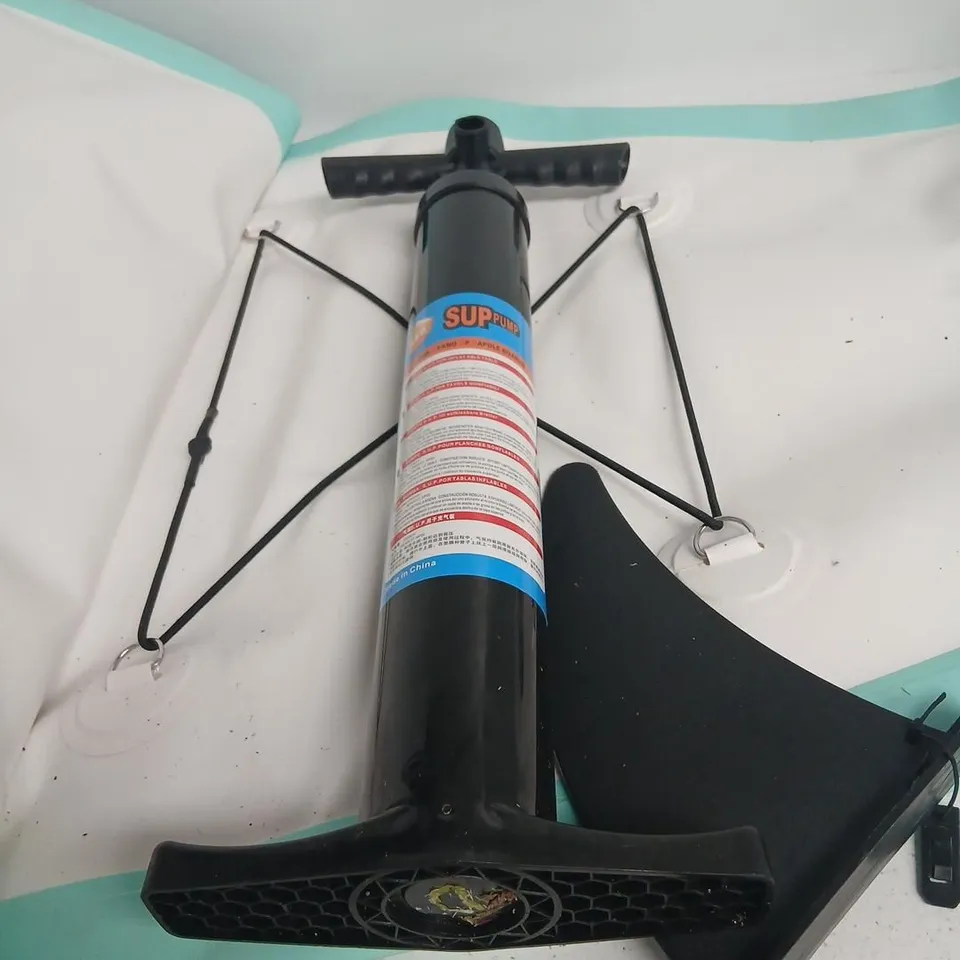 INFLATABLE STAND UP PADDLE BOARD WITH PUMP AND FIN - TURQUOISE/WHITE