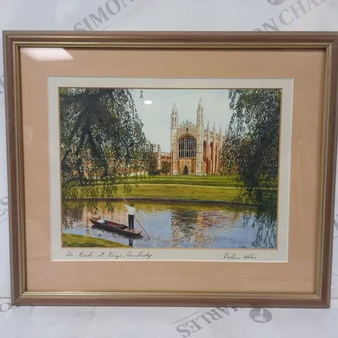 VALERIE WEIR SIGNED AND FRAMED "THE BACKS AT KINGS, CAMBRIDGE" ART PRINT