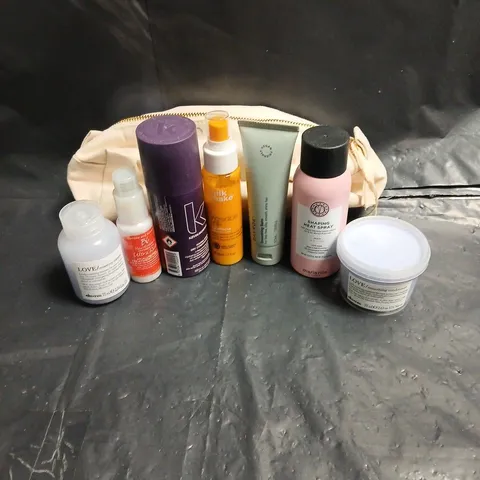 LOT OF 7 ASSORTED HAIRCARE PRODUCTS TO INCLUDE - DAVINES LOVE SMOOTHING CONDITIONER - MILKSHAKE LEAVE IN TREATMENT - MARIA NILA SHAPING HEAT SPRAY - ETC