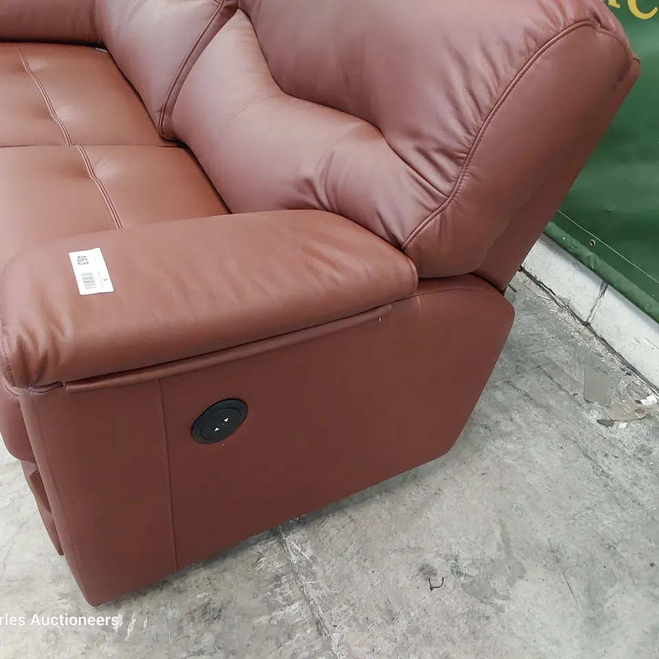 QUALITY BRITISH DESIGNER G PLAN STRATFORD POWER RECLINING TWO SEATER SOFA CAMBRIDGE CONKER LEATHER 