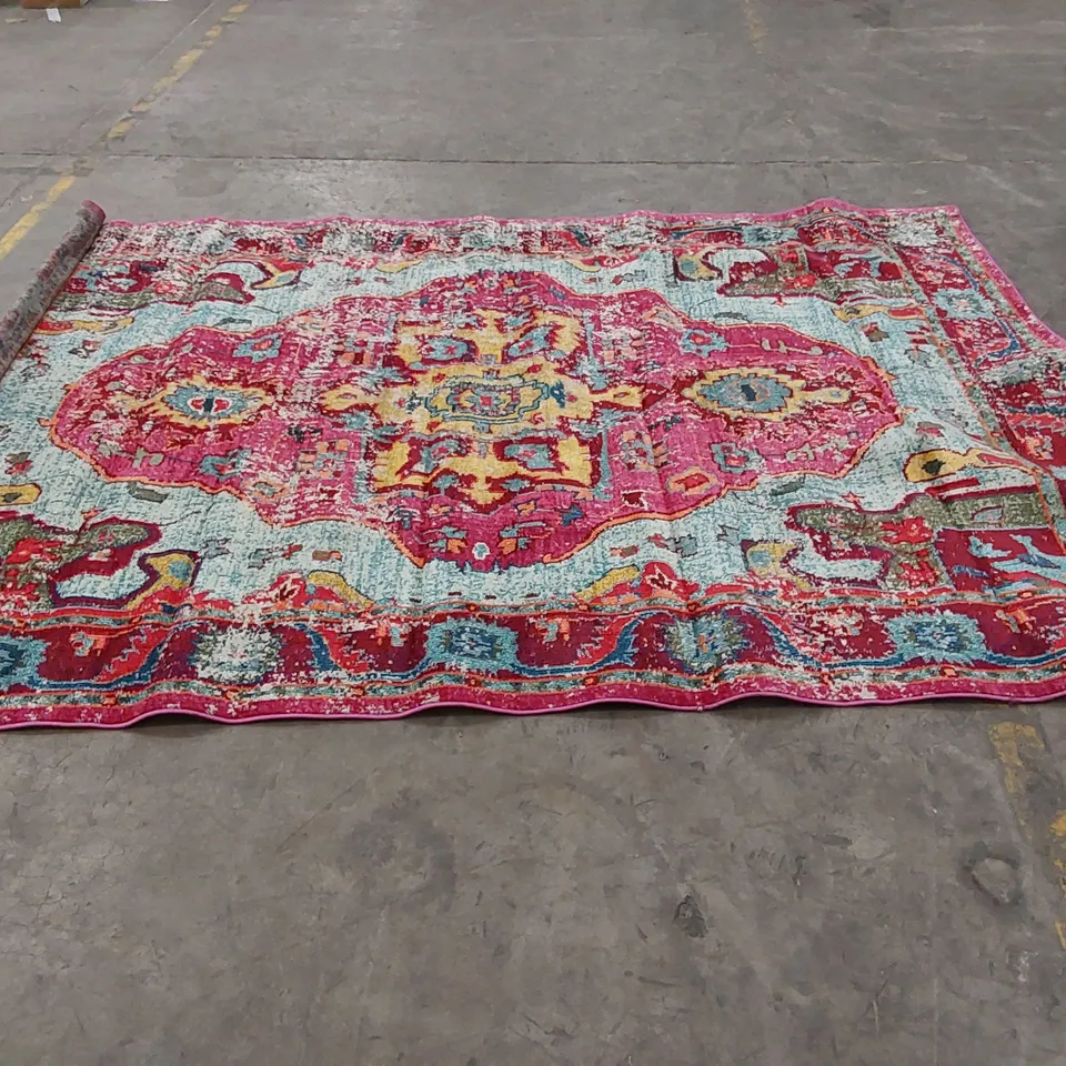LOUGHLAM PINK BLUE YELLOW RUG - 7'10 X 11'