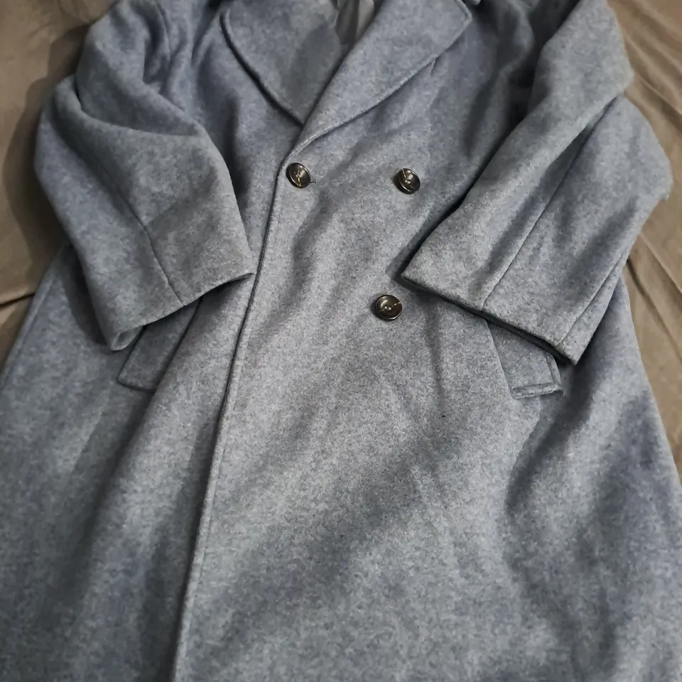 ZARA DOUBLE BREASTED BLAZER COAT, BLUE - SIZE L