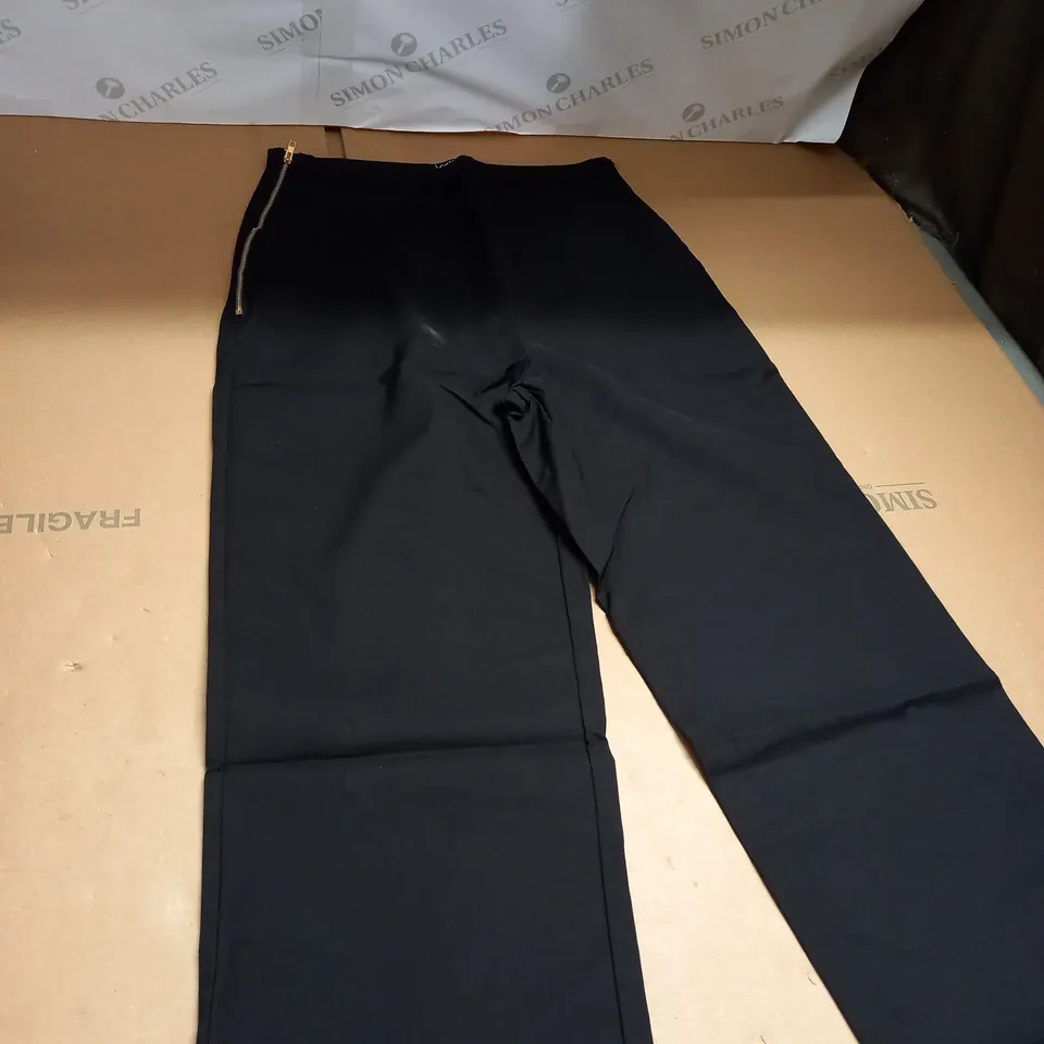 KINTSUGI WOMENS PETITE LENGHT BLACK TROUSERS WITH SIDE ZIPS AND POCKETS SIZE 12