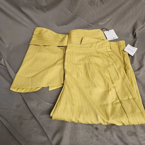 ARRANGE STRUCTURED BANDAEU TOP & TAILORED BARREL TROUSER CO-ORD IN PISTACHIO STRIPE SIZE 18