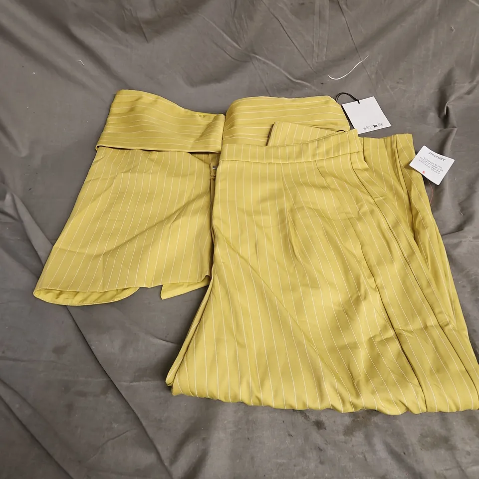ARRANGE STRUCTURED BANDAEU TOP & TAILORED BARREL TROUSER CO-ORD IN PISTACHIO STRIPE SIZE 18