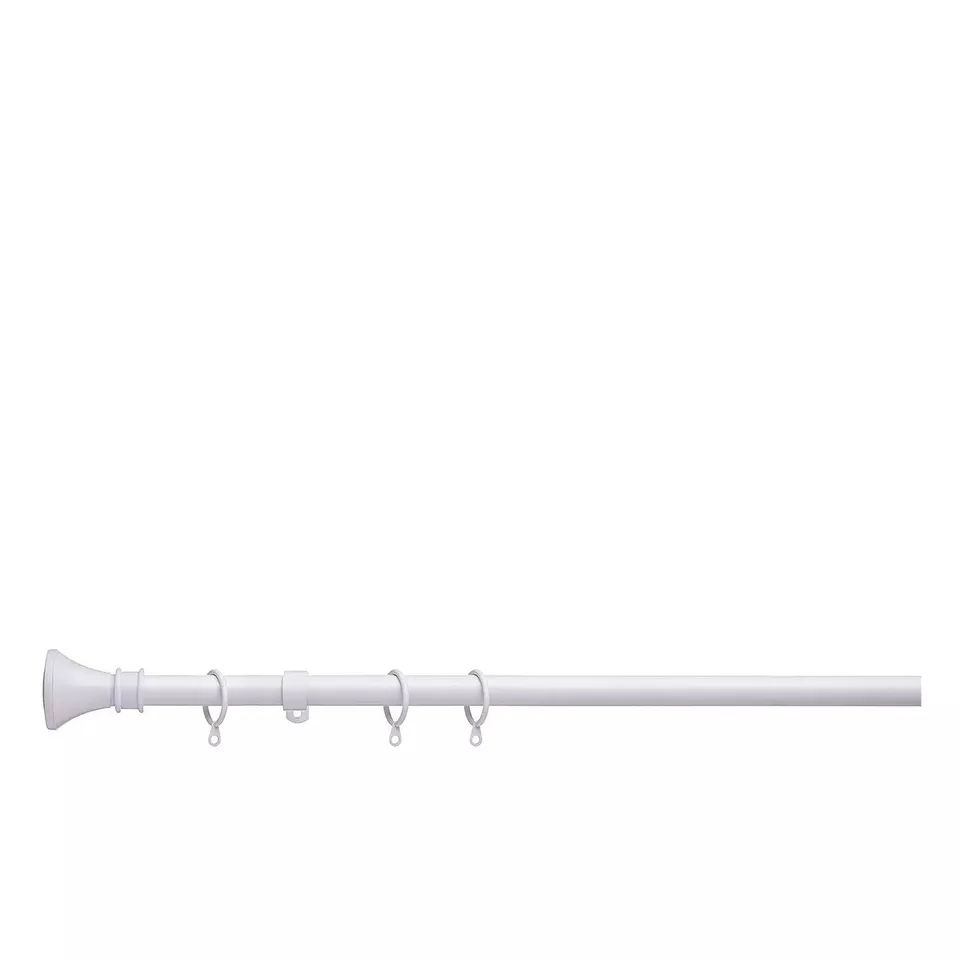 VALUE TRUMPET FINIAL 19 MM EXTENDABLE CURTAIN POLE 120-210CM WHITE