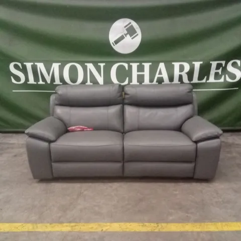 QUALITY DESIGNER ITALIAN MADE PATRIZIO 3 SEATER ELECTRIC RECLINER LEATHER SOFA - GREY