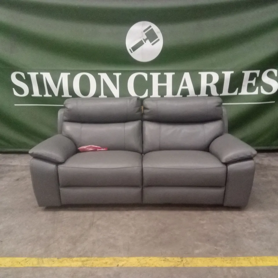 QUALITY DESIGNER ITALIAN MADE PATRIZIO 3 SEATER ELECTRIC RECLINER LEATHER SOFA - GREY