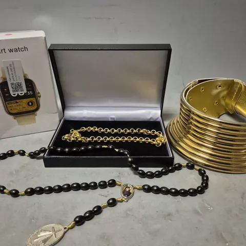 APPROXIMATELY 9 ASSORTED JEWELLERY ITEMS TO INCLUDE - WATCH , NECKLACE , WATCH STRAP