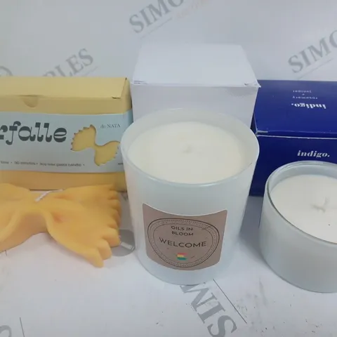 BOX OF 3 ASSORTED BOXED SCENTED CANDLES - INDIGO, OILS IN BLOOM, FARFALLE