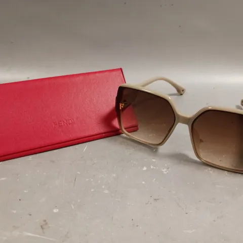 FENDI SQUARE FRAMED BROWN TINTED LENS SUNGLASSES