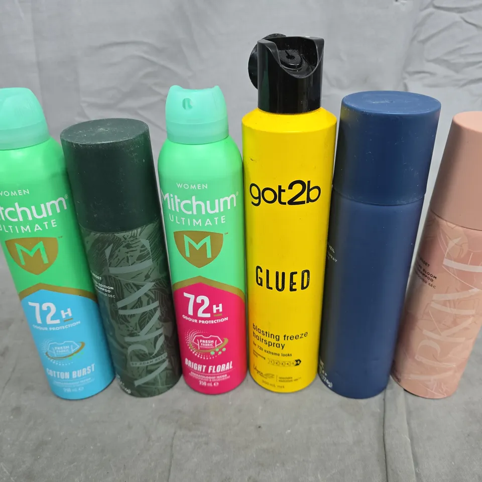 APPROXIMATELY 10 ASSORTED AEROSOLS TO INCLUDE HAIR SPRAY, MICHUM AND GOT2B