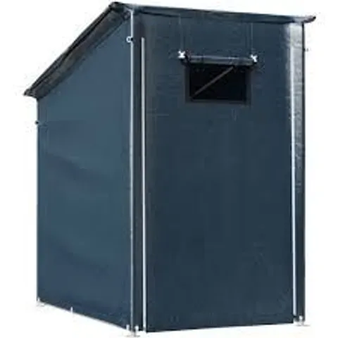 BOXED LIVING AND HOME 4 X 6FT DARK GREY PENT GARDEN STORAGE SHELTER WITH ROLL-UP ZIPPER DOOR