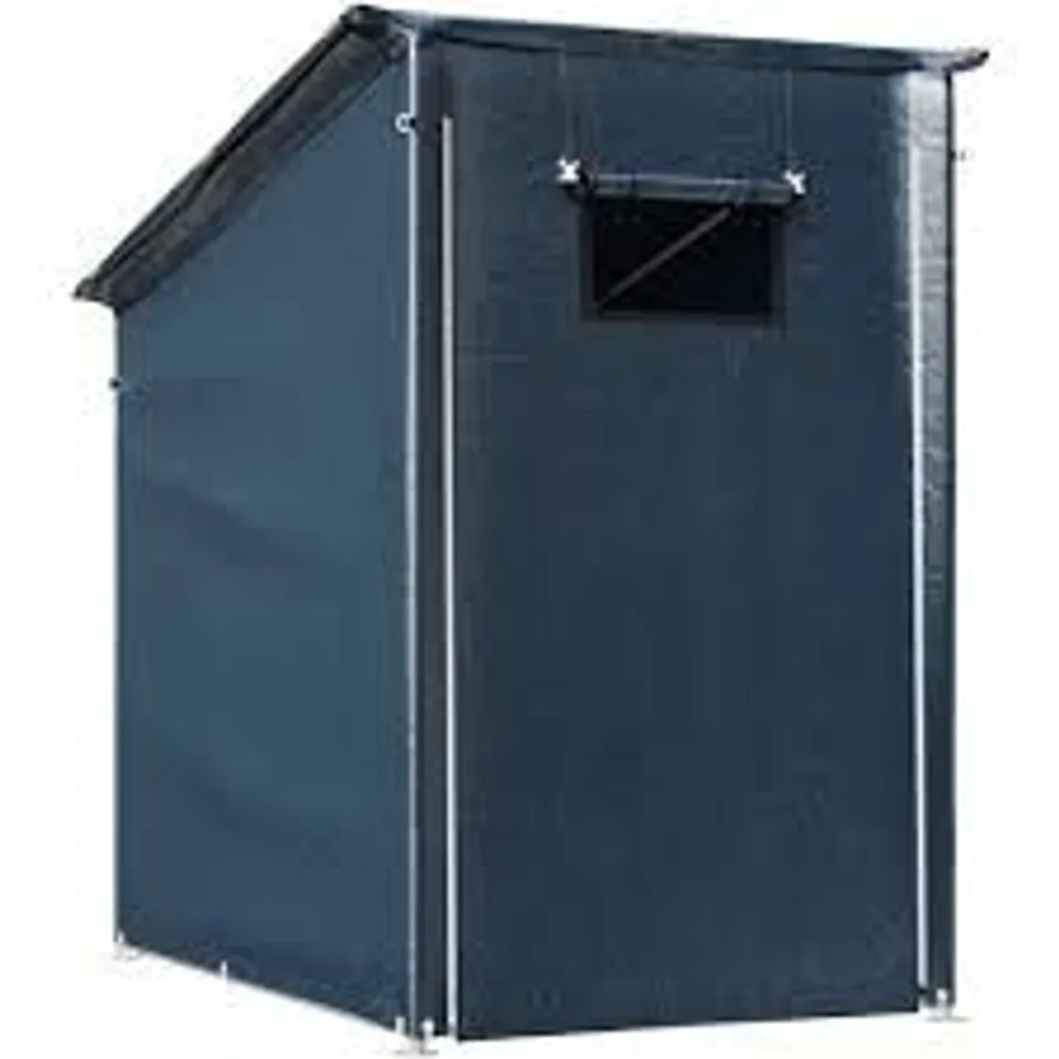 BOXED LIVING AND HOME 4 X 6FT DARK GREY PENT GARDEN STORAGE SHELTER WITH ROLL-UP ZIPPER DOOR