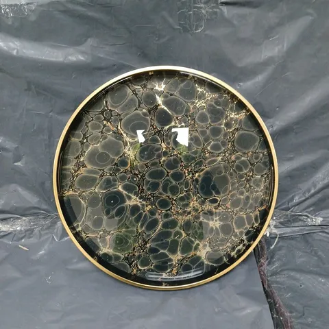 BLACK AND GOLD MARBLE SERVING TRAY 