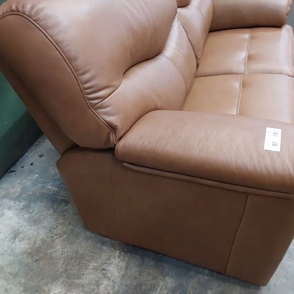 QUALITY BRITISH DESIGNER G PLAN STRATFORD TWO SEATER SOFA DALLAS TAN LEATHER 