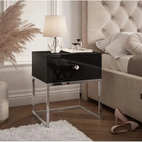 BOXED BENNO STEEL BEDSIDE TABLE