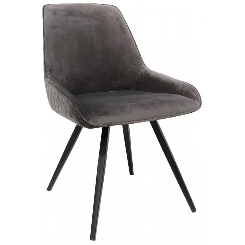 BOXED STAMFORD SLATE FABRIC DINING CHAIR - OAK LEGS
