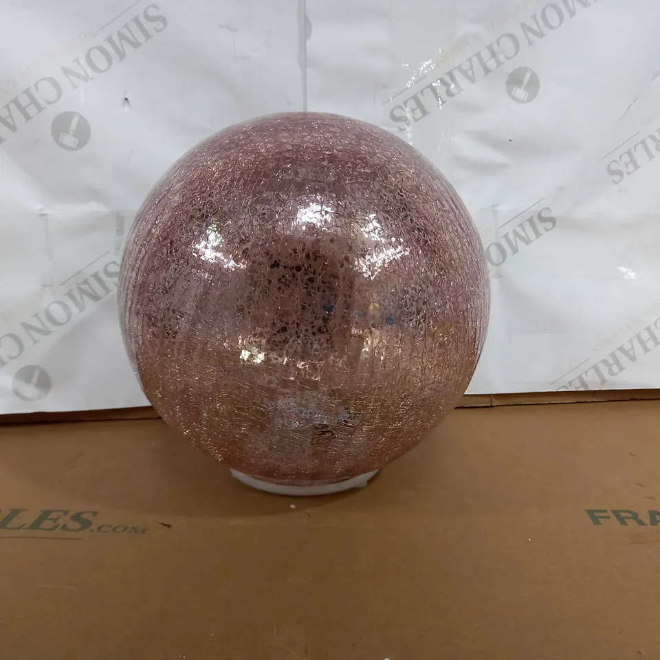 DESIGNER CRACKLE BLUSH PINK GLASS ORNAMENT 