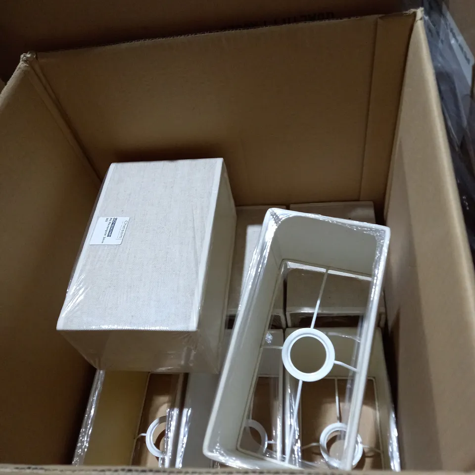 PALLET OF ASSORTING LIGHTING AND CROCKERY TO INCLUDE, SHADES OF VARIOUS SHAPES AND STYLES, PLATES, AND MUGS ETC.