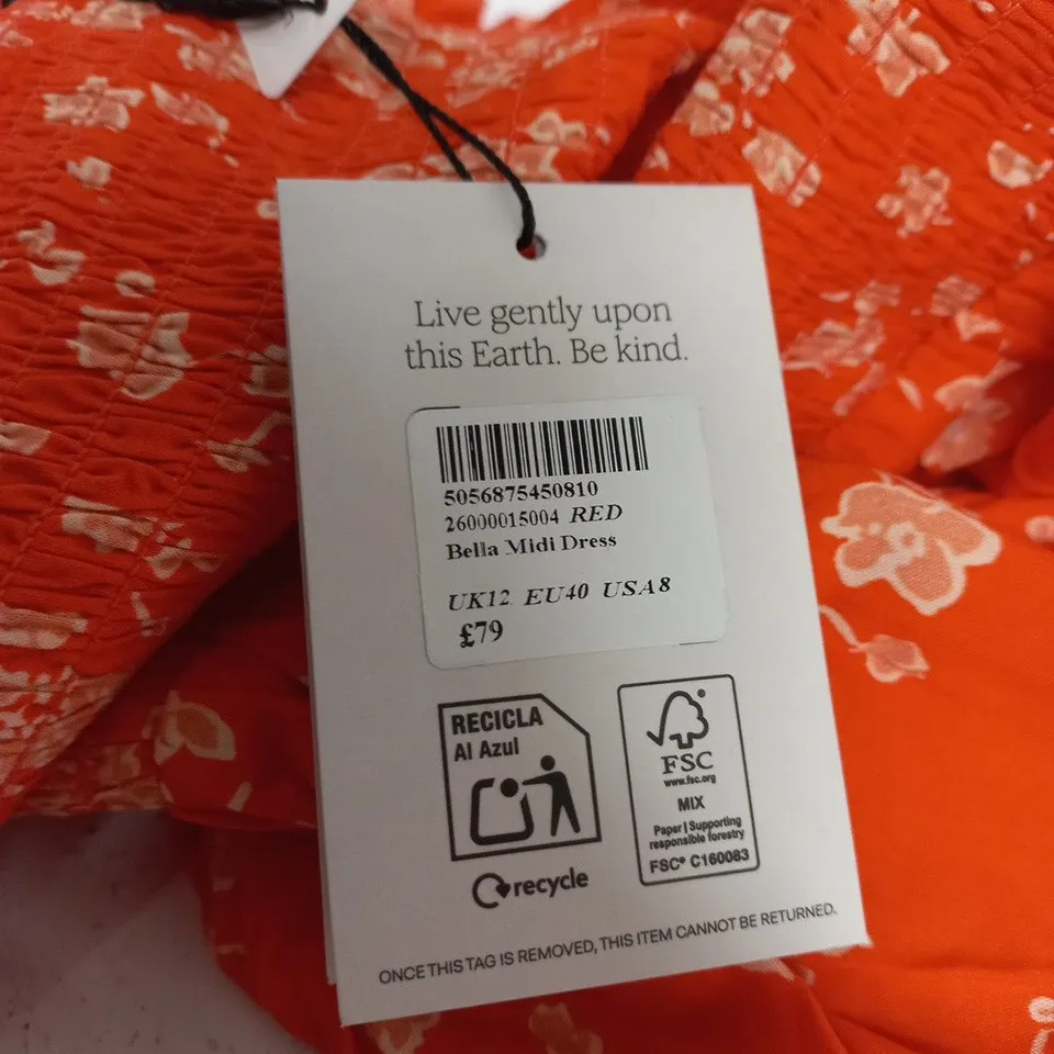 NOBODYS CHILD BELLA MIDI DRESS – RED FLORAL, UK 12