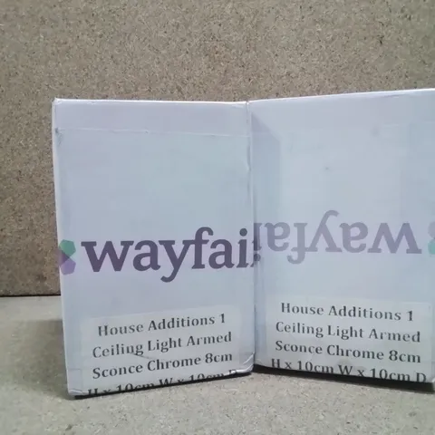 BOXED CEILING LIGHT ARMED SCONCE CHROME X 2