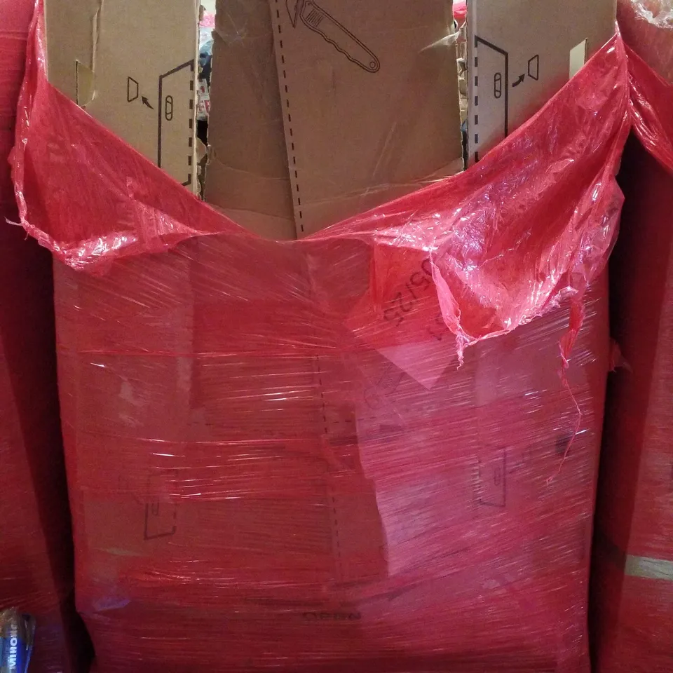 PALLET CONTAINING ASSORTED PRODUCTS INCLUDING IRONING BOARDS, FAN LIGHT, SHOWER MIXER, ADVENT CALENDAR & TOY CHESTS