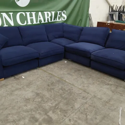 QUALITY BRITISH DESIGNER LOUNGE Co. CORNER GROUP BLUE PLUSH FABRIC