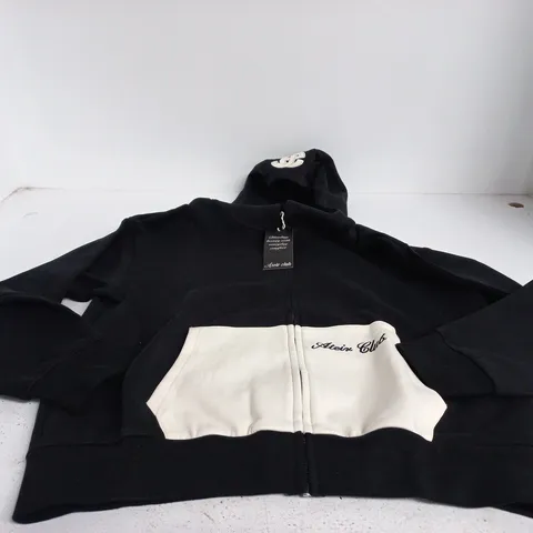 ATEIR CLUB BLACK/WHITE ZIP HOODIE SMALL