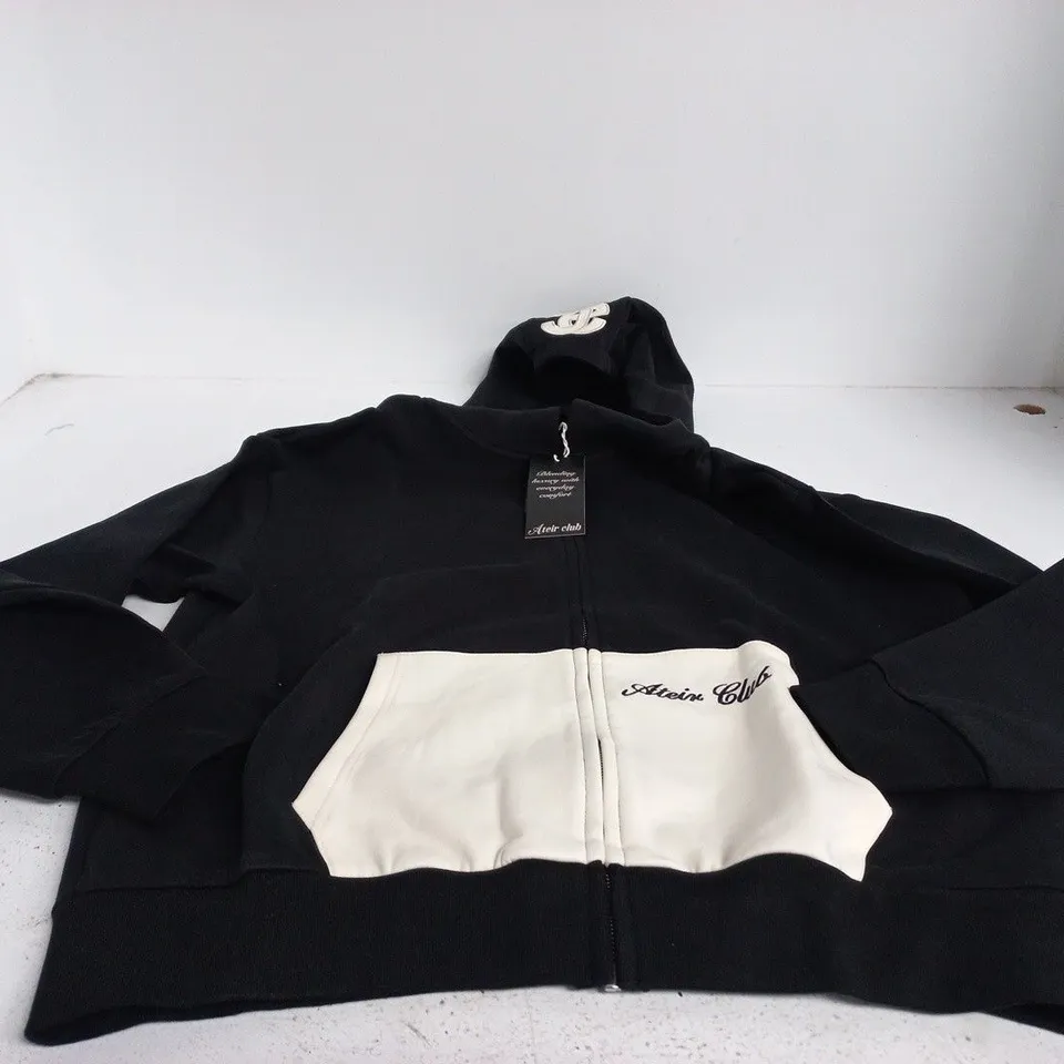 ATEIR CLUB BLACK/WHITE ZIP HOODIE SMALL