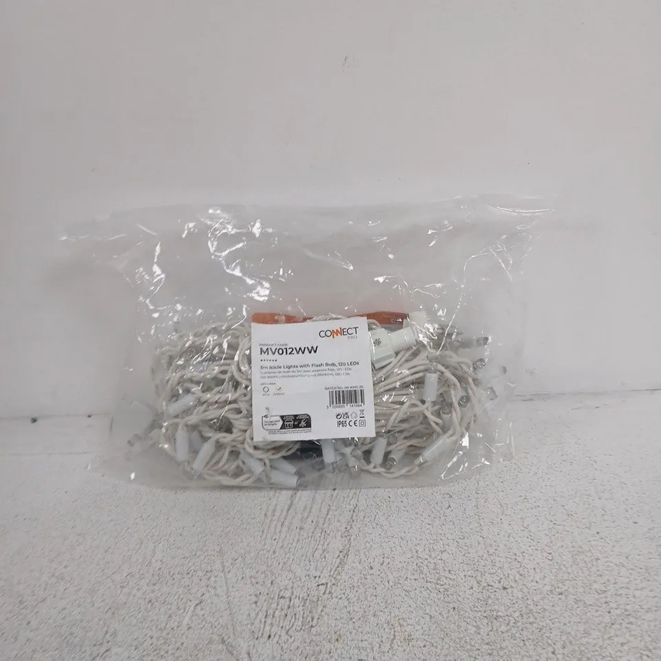 CONNECT PRO MV012WW 5M ICICLE LIGHTS WITH FLASH BULB – 120 LEDS