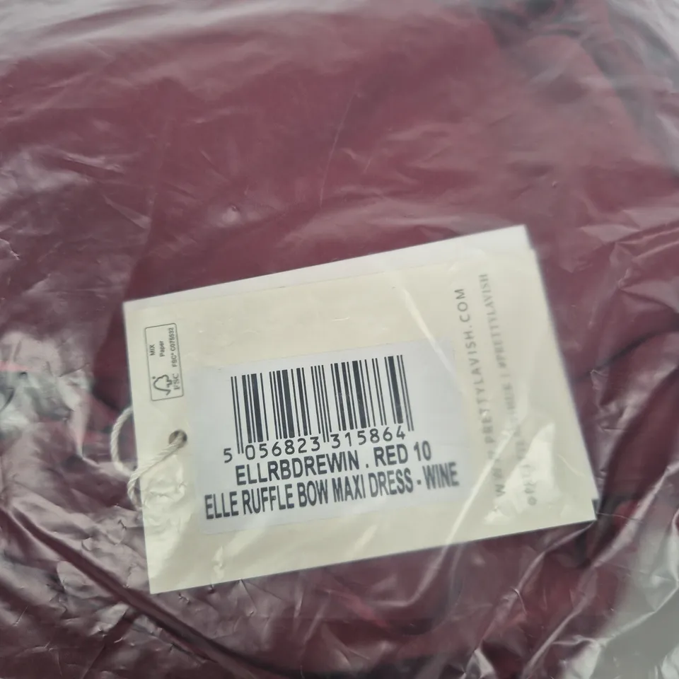 PRETTY LAVISH ELLE RUFFLE BOW MAXI DRESS – SIZE 10