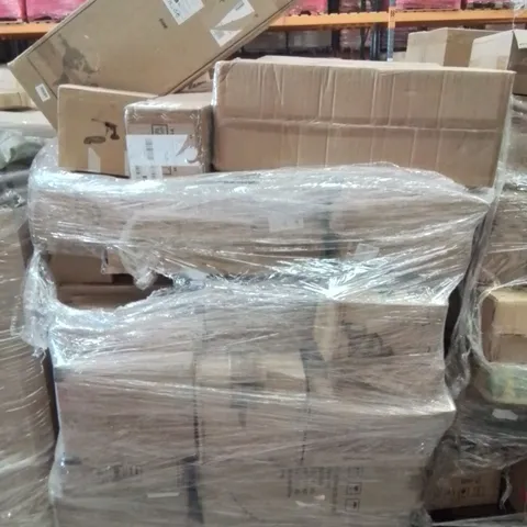 PALLET CONTAINING VARIOUS ASSORTED BOXED ITEMS TO INCLUDE. ELECTRIC GUITAR, TOWER FAN, FOLDING WAGON, SWING CAR IN BLUE, HANDHELD PRESSURE WASHER AND LOTS MORE UNMARKED BOXED ITEMS