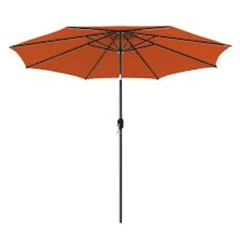 BOXED COSTWAY 300CM PATIO UMBRELLA WITH PUSH BUTTON TILT CRANK HANDLE AND 8 STURDY RIBS - ORANGE