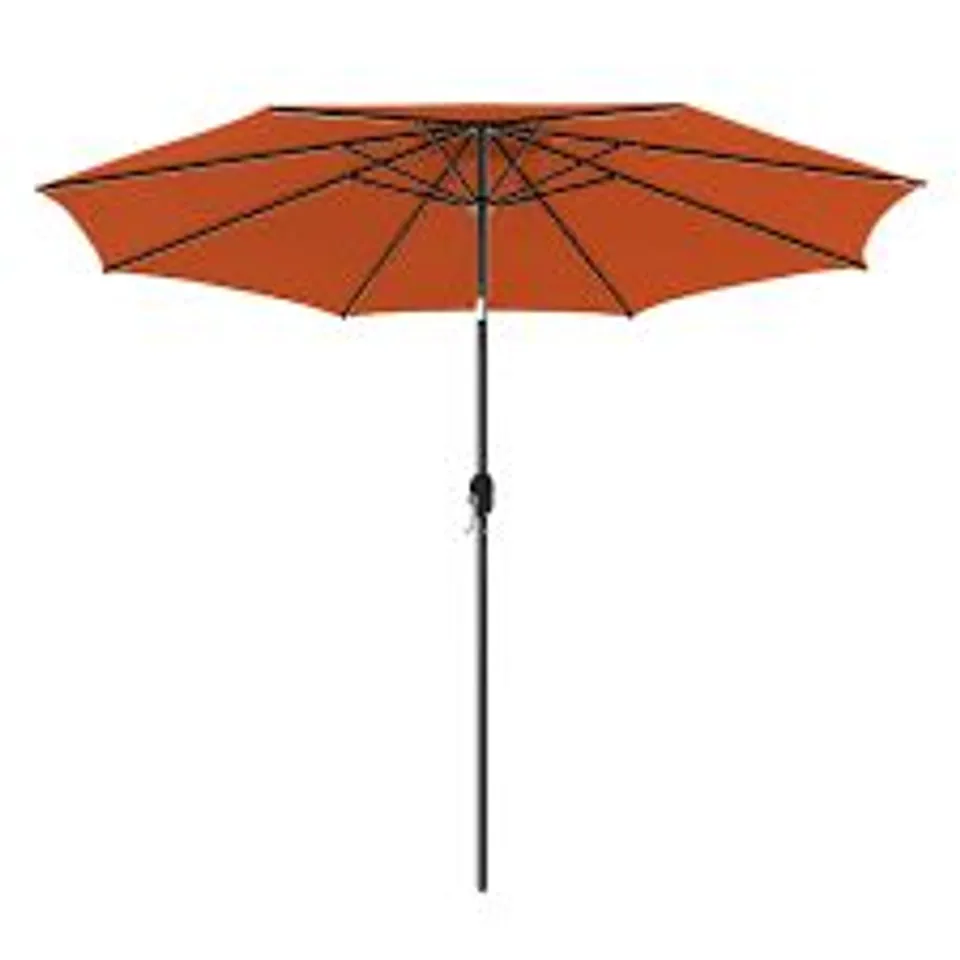 BOXED COSTWAY 300CM PATIO UMBRELLA WITH PUSH BUTTON TILT CRANK HANDLE AND 8 STURDY RIBS - ORANGE