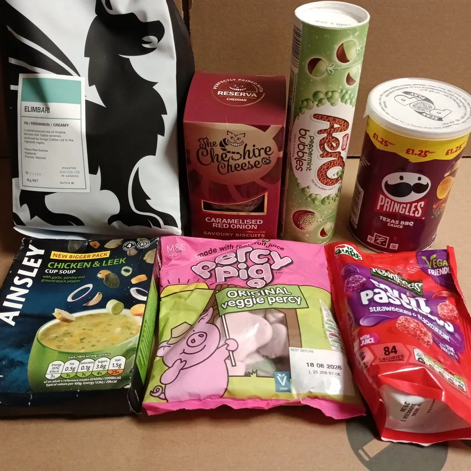 APPROXIMATELY 10 ASSORTED FOOD ITEMS TO INCLUDE - COFFEE, SWEETS AND CHOCOLATE