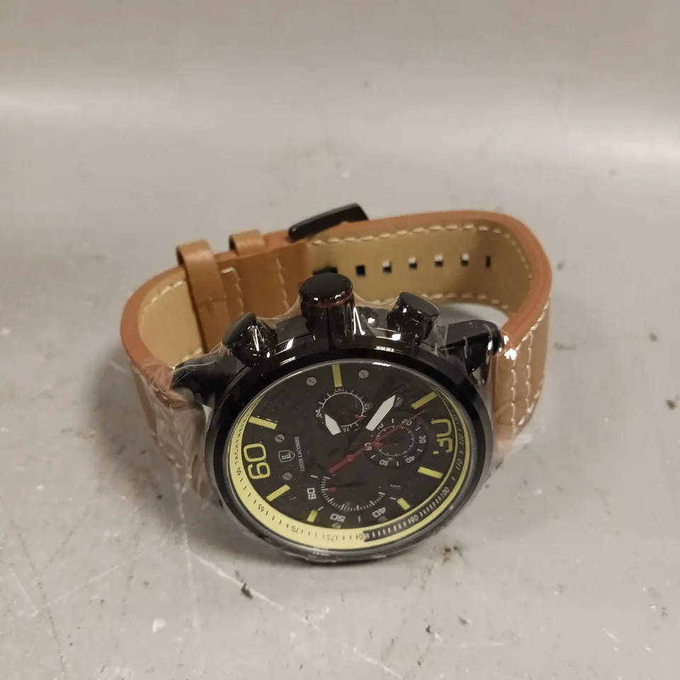 MENS LOUIS LACOMBE CHRONGRAPH WATCH – 3 SUB DIALS – SOFT TOUCH STRAP