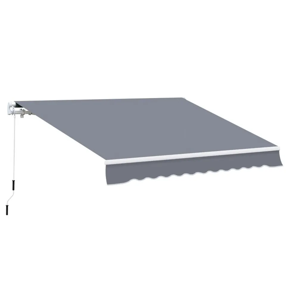 BOXED OUTSUNNY MANUAL RETRACTABLE AWNING, SIZE (4M X3M)-GREY