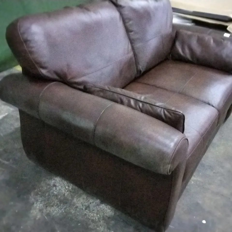 DESIGNER BROWN FAUX LEATHER TWO SEATER SOFA