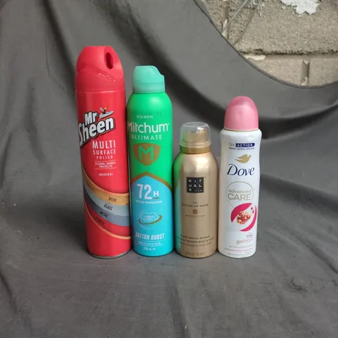 APPROXIMATELY 15 ASSORTED AEROSOLS TO INCLUDE SOLTAN SUNCARE MIST, MONDAY DRY SHAMPOO AND VO5 HAIRSPRAY