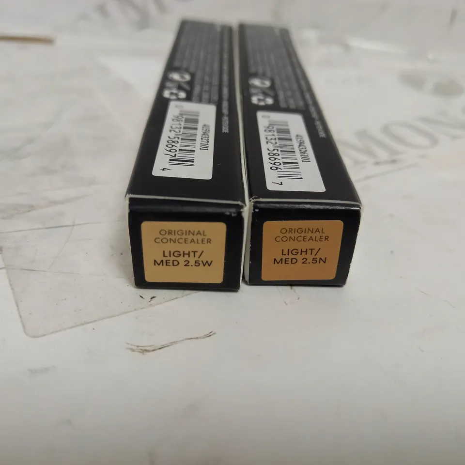 LOT OF 2 ASSORTED BAREMINERALS ORIGINAL LIQUID MINERAL CONCEALER - LIGHT/MEDIUM 2.5W & LIGHT/MEDIUM 2.5N