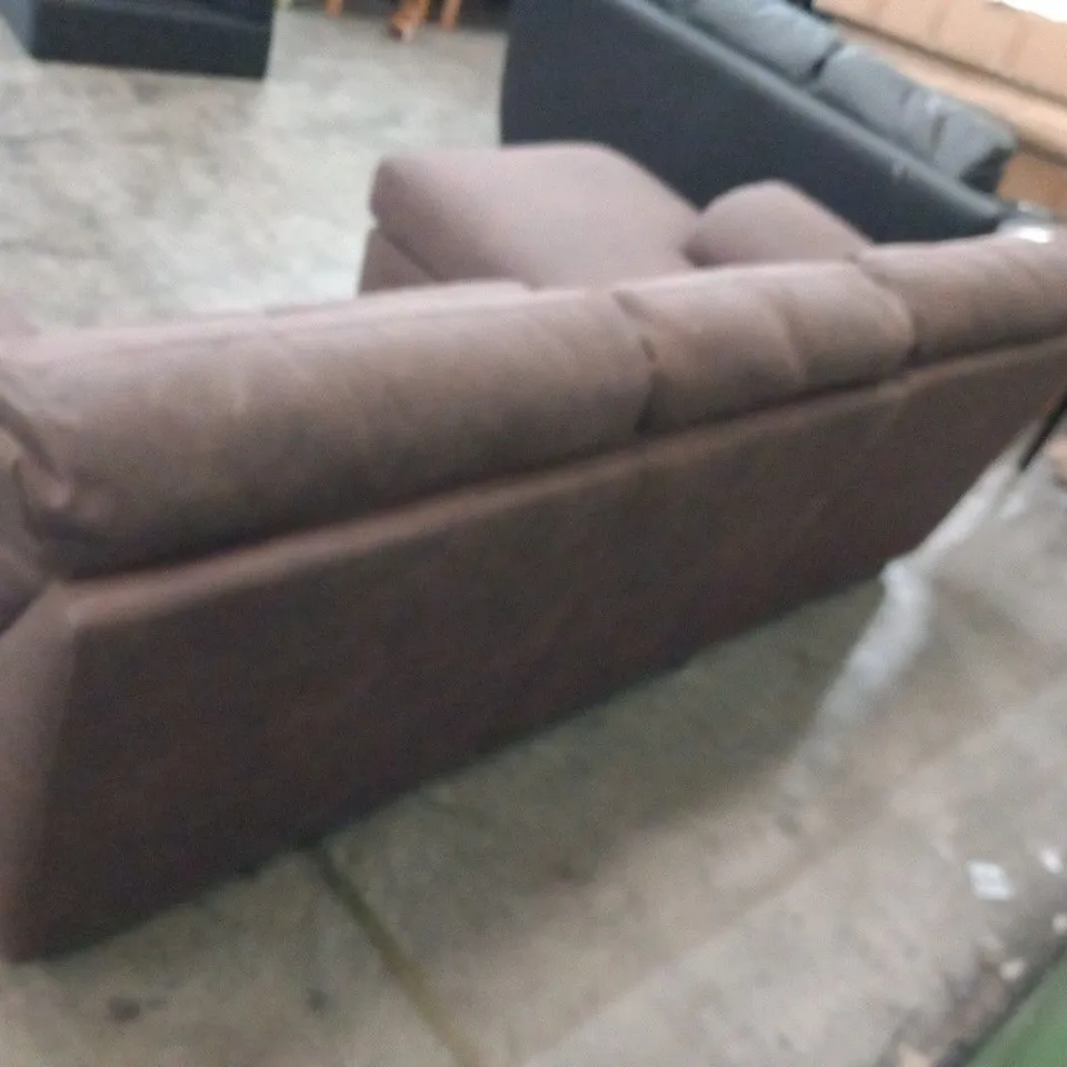 DESIGNER DANIELLE CHOCOLATE SUEDE EFFECT FABRIC LEFT HAND CHAISE SOFA