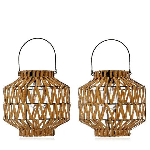 HOME STORIES SET OF 2 RATTAN LANTERNS