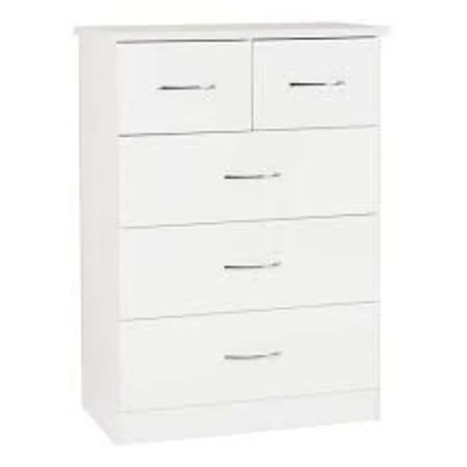 NEVADA 3 + 2 DRAWER WHITE CHEST (BOX 1 ONLY)