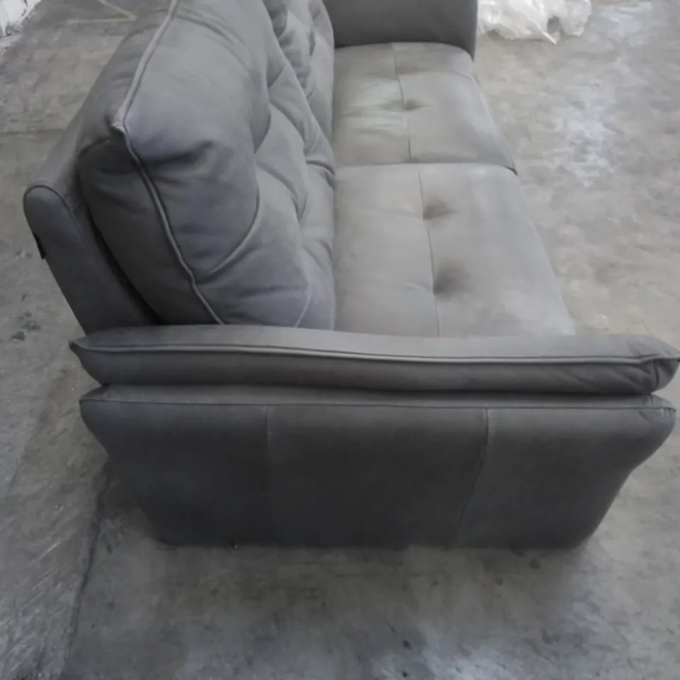 QUALITY ITALIAN DESIGNER 2 SEATER ELECTRIC RECLINING LEATHER SOFA IN GREY 