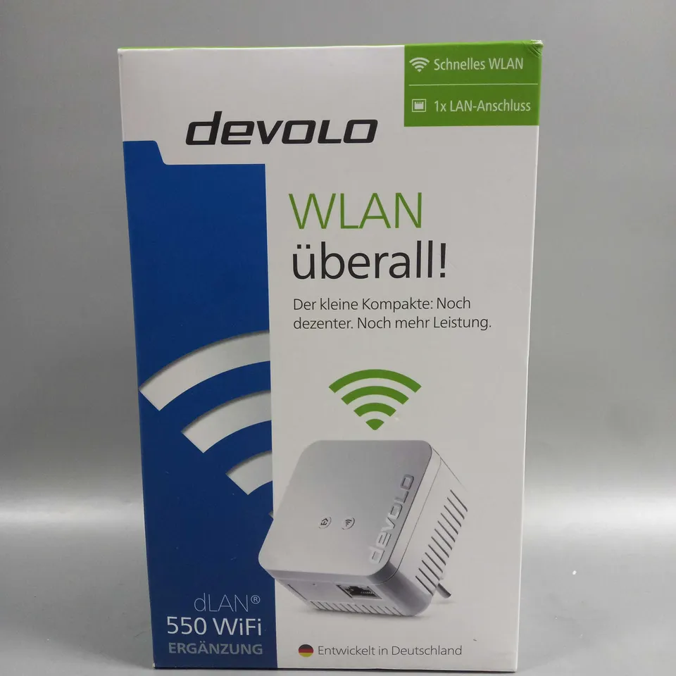 BOXED DEVOLO DLAN 550 WIFI ADD-ON POWERLINE ADAPTER BOOSTER