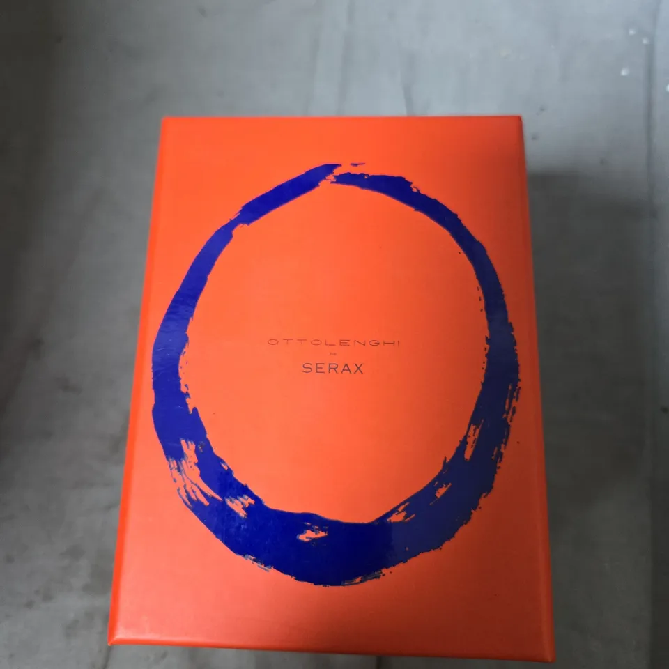 2 BOXES CONTAINING APPROXIMATELY 9 X OTTOLENGHI FOR SERAX XS DISH – WHITE WITH RED SWIRL, BOXED