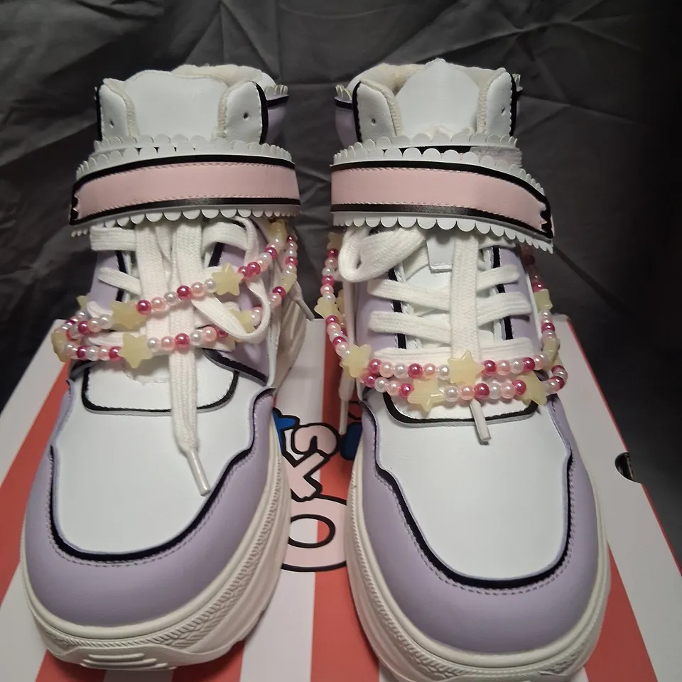 BRAND NEW BOXED KETNIPZ X KOI UR A STAR HIGH TOP TRAINERS PURPLE SIZE 8